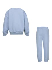 Niebieski - Nike Little Kids Essential Marl Crew Tracksuit Set - Image 2 of 5