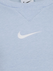 Niebieski - Nike Little Kids Essential Marl Crew Tracksuit Set - Image 4 of 5