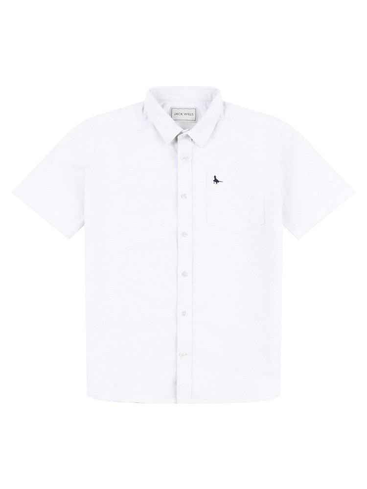 Jack Wills White Boys Short Sleeve Oxford Shirt - Image 1 of 3