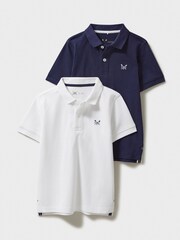 Weiß - Crew Clothing Polo-Shirts aus 100 % Baumwolle im 2er-Pack - Bild 1 von 3