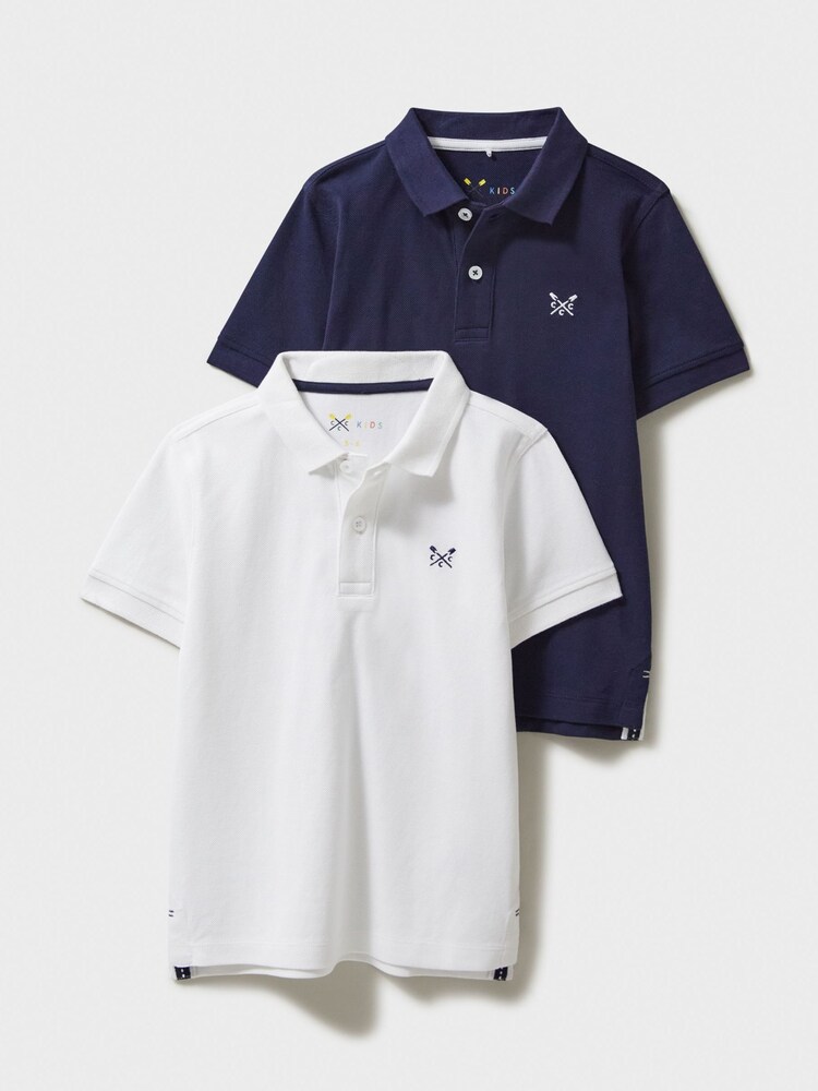 Weiß - Crew Clothing Polo-Shirts aus 100 % Baumwolle im 2er-Pack - Bild 1 von 3