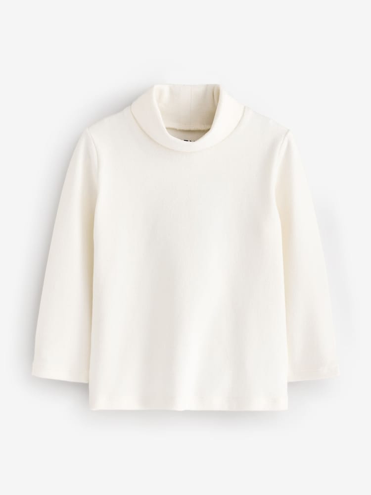 Cream Brushed Long Sleeve Roll Neck Top (3mths-7yrs) - Image 1 of 3
