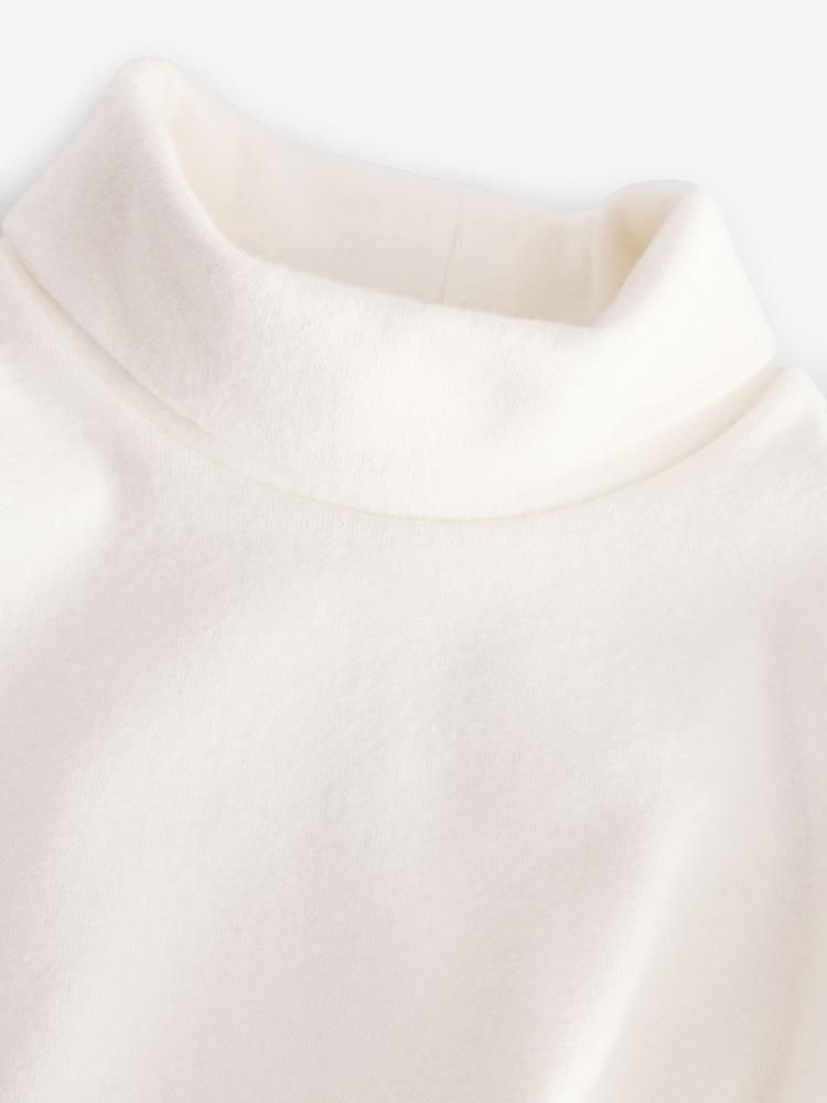 Cream Brushed Long Sleeve Roll Neck Top (3mths-7yrs) - Image 3 of 3