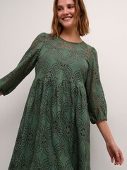 Kaffe Green Paula Lace Above Knee Length Dress - Image 4 of 6