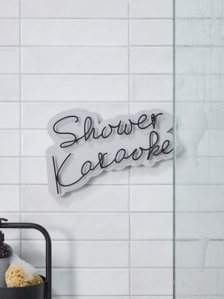 Grey Shower Karaoke Wire Wall Sign - Image 1 of 4
