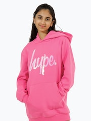 Hype. Girls Pink Leopard Hoodie Dress - Image 1 of 1