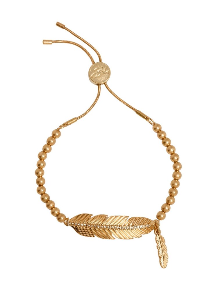 Bibi Bijoux Gold Tone Pave Feather Friendship Bracelet - Image 1 of 4