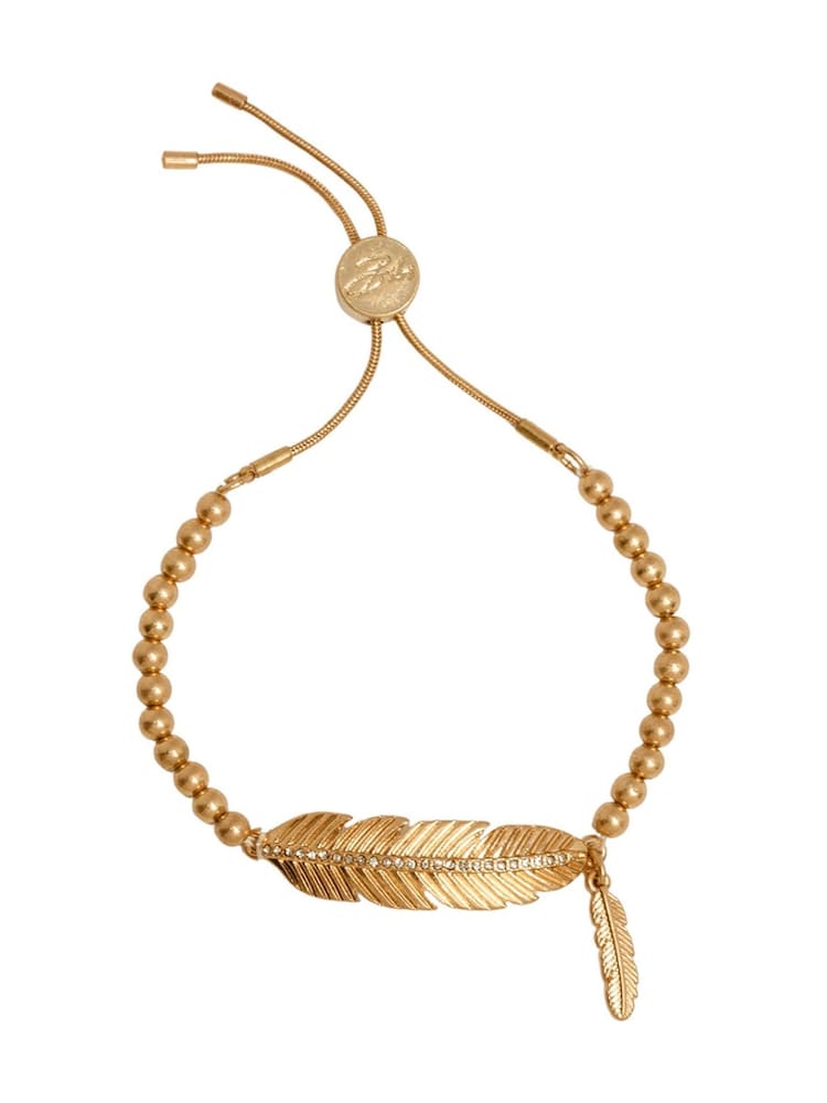 Bibi Bijoux Gold Tone Pave Feather Friendship Bracelet - Image 1 of 4 Bibi Bijoux Gold Tone Pave Feather Friendship Bracelet - Image 1 of 4
