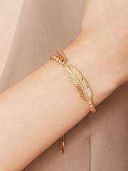 Bibi Bijoux Gold Tone Pave Feather Friendship Bracelet - Image 4 of 4