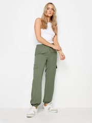 Long Tall Sally Green Crepe Cuffed Cargo Joggers - Image 1 of 5