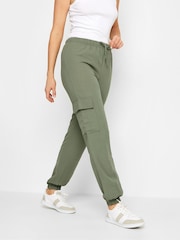 Long Tall Sally Green Crepe Cuffed Cargo Joggers - Image 2 of 5