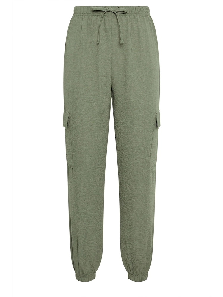 Long Tall Sally Green Crepe Cuffed Cargo Joggers - Image 5 of 5