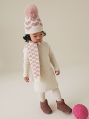 White/Pink Heart Hat And Scarf Set (1-13yrs) - Image 2 of 7