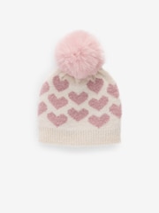White/Pink Heart Hat And Scarf Set (1-13yrs) - Image 5 of 7