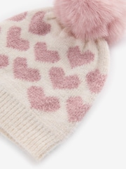 White/Pink Heart Hat And Scarf Set (1-13yrs) - Image 7 of 7