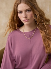 Rose Pink Soft Touch Cosy Seam Crew Neck Jumper - Image 4 of 6