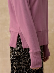 Rose Pink Soft Touch Cosy Seam Crew Neck Jumper - Image 5 of 6