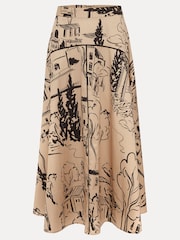 Phase Eight Natural Mavis Tuscan Print Midi Skirt - Image 7 of 7