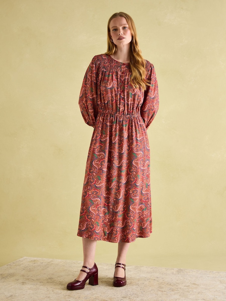Buy Joules Felicity Red Paisley Smocked Midi Dress from the Next UK online  shop