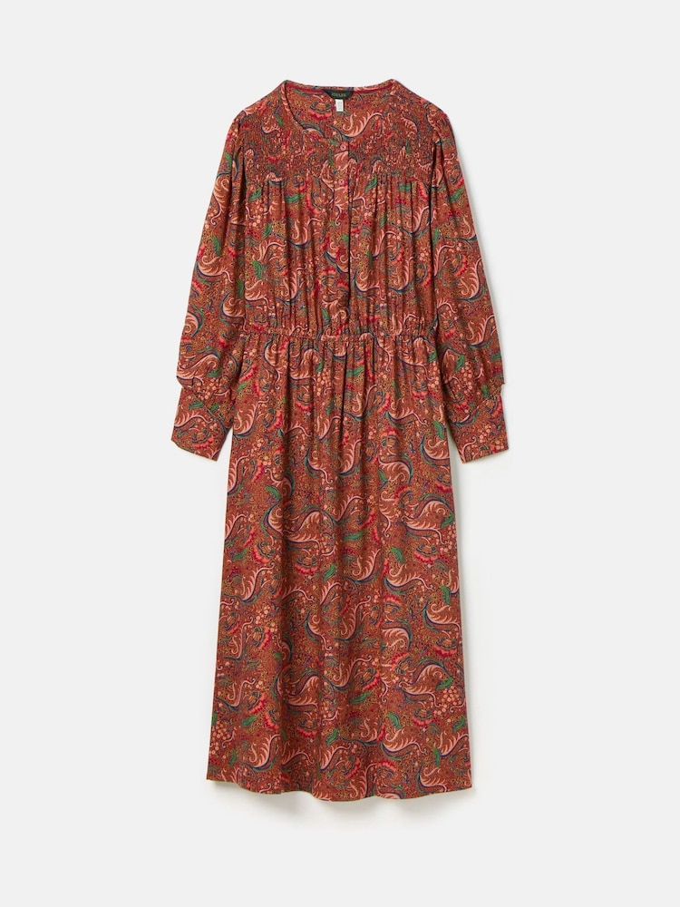 Joules Felicity Red Paisley Smocked Midi Dress - Image 7 of 7 Joules Felicity Red Paisley Smocked Midi Dress - Image 7 of 7