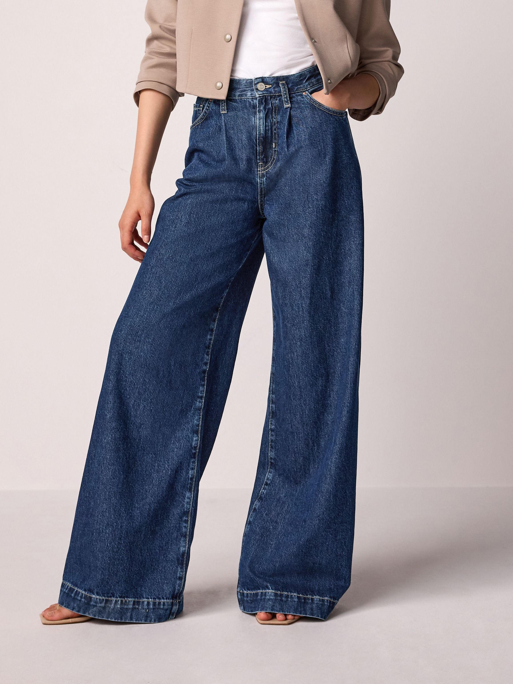 Buy Rinse Wash Palazzo Wide Leg 100% Cotton Jeans from Next Luxembourg