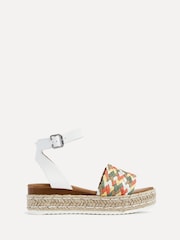 Linzi White Raya Multi Weaved Flatform Wedges - Image 2 of 5