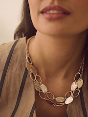 Gold Tone Cutout Double Layer Necklace - Image 2 of 4
