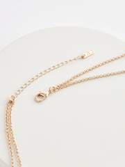 Gold Tone Cutout Double Layer Necklace - Image 4 of 4