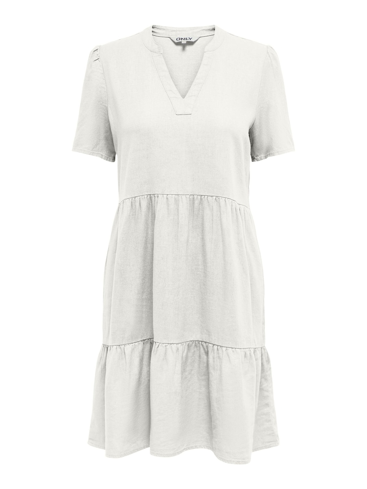 ONLY White Linen Blend Tiered Smock Dress - Image 2 of 3