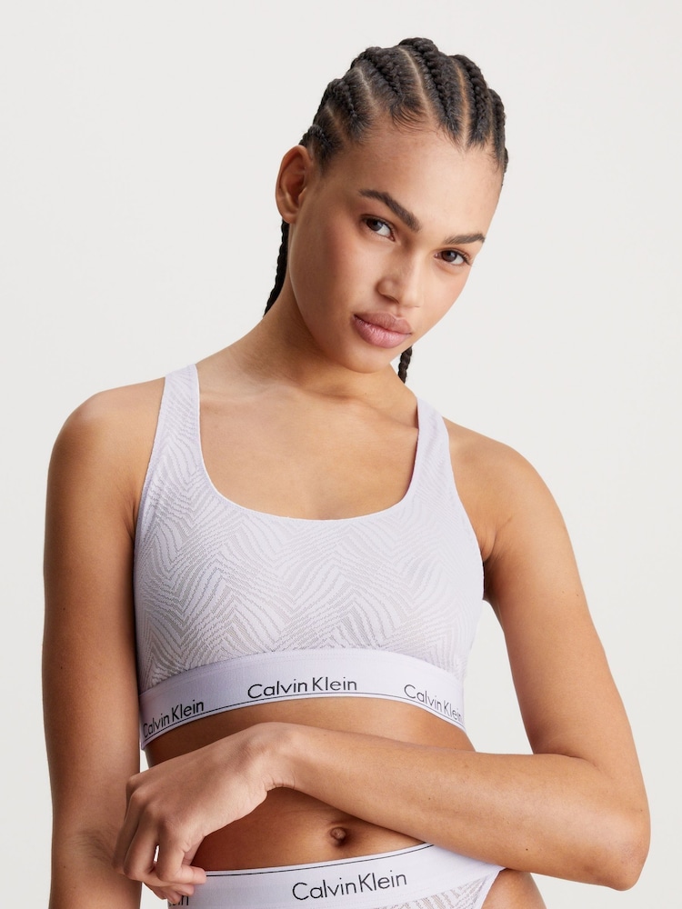 Calvin Klein Blue Slogan Bralette - Image 1 of 4