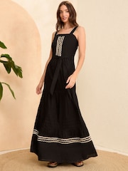Love & Roses Black Square Neck Cami Midi Dress - Image 1 of 4