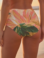 Coral Tropical Print Midi Waist Bikini Bottoms - Image 5 of 7