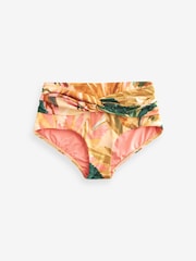 Coral Tropical Print Midi Waist Bikini Bottoms - Image 7 of 7