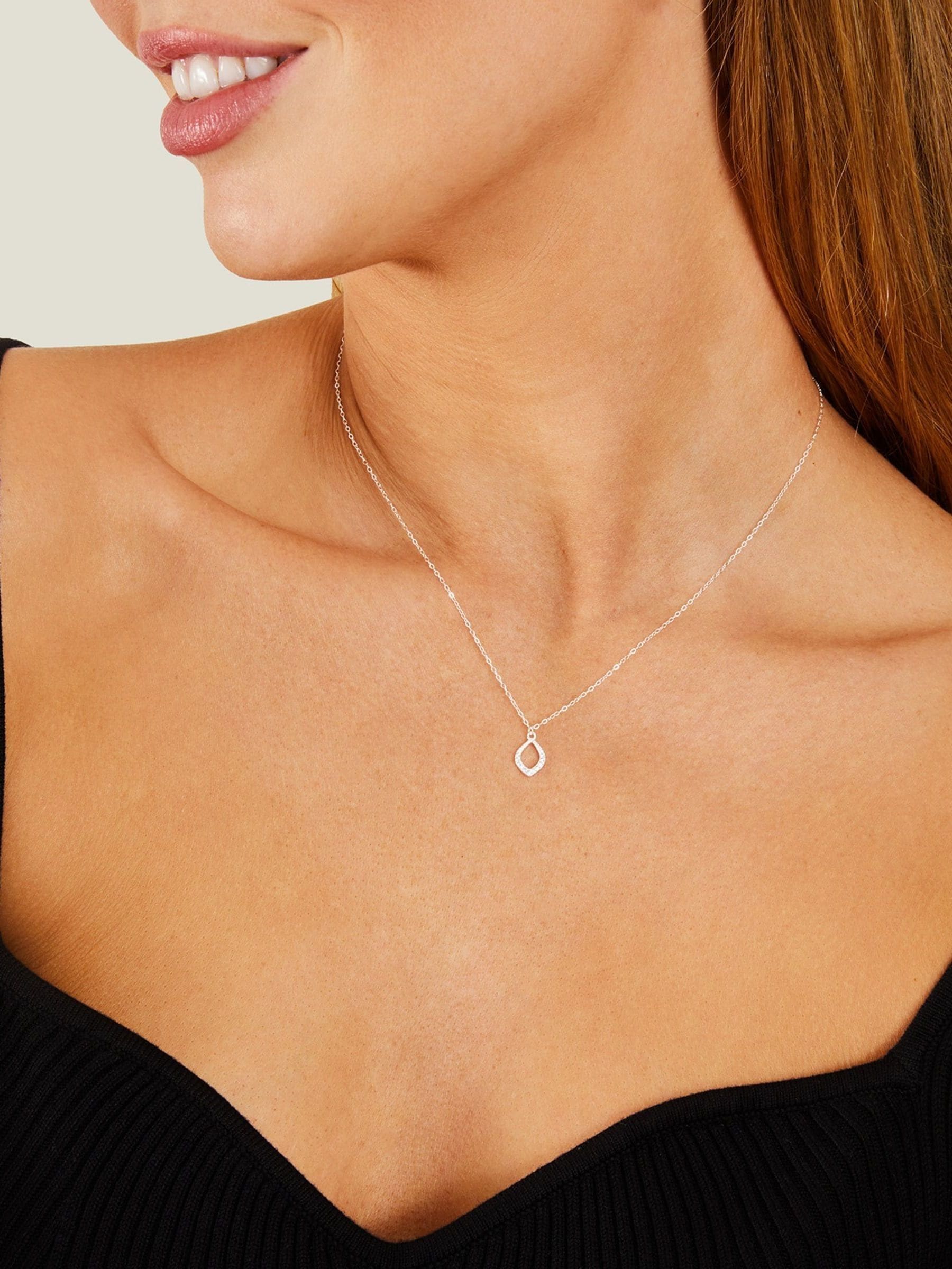 Buy Accessorize Sterling Silver Plated Sparkle Teardrop Necklace from the Next UK online shop