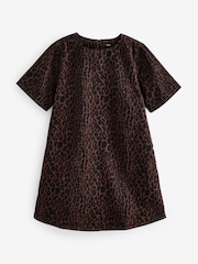 Leopard Print 100% Cotton Short Sleeve Denim T-Shirt Dress - Image 6 of 8