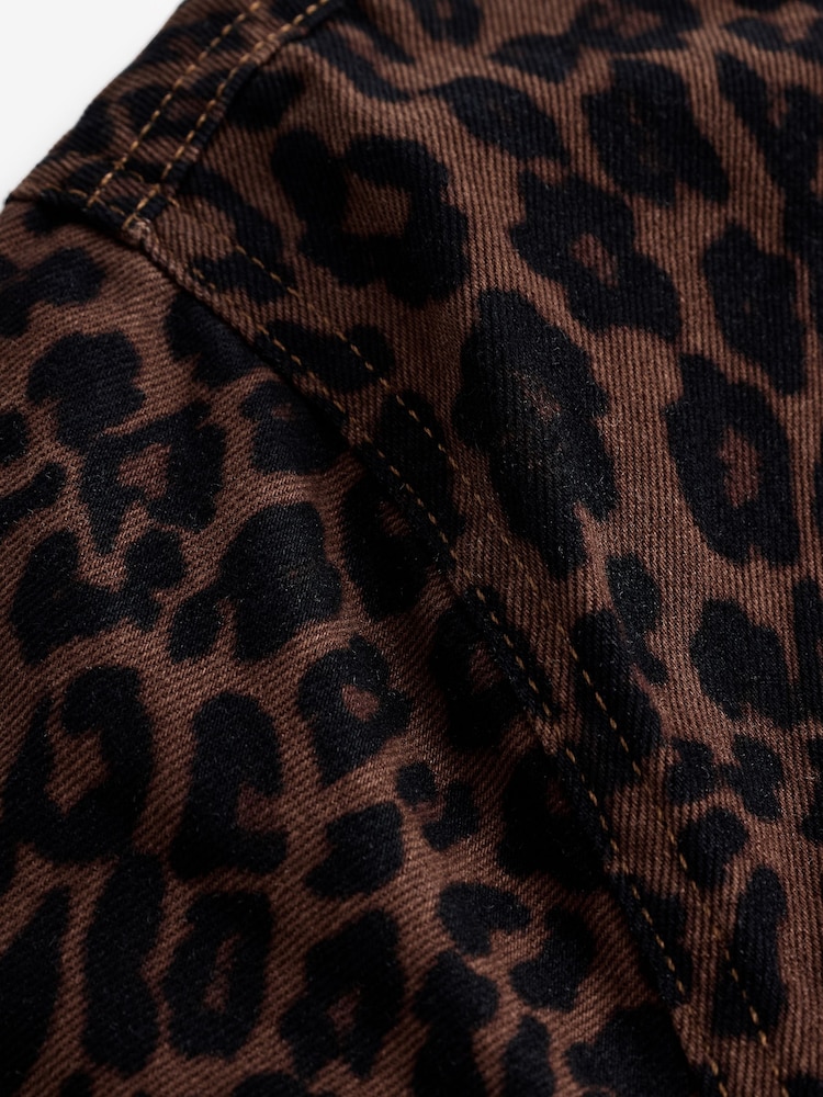 Leopard Print 100% Cotton Short Sleeve Denim T-Shirt Dress - Image 7 of 8