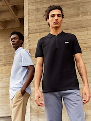 BOSS Black Logo Detail Short-Sleeved Zip-Neck Polo Sweater - Image 2 of 8