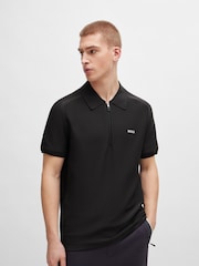 BOSS Black Logo Detail Short-Sleeved Zip-Neck Polo Sweater - Image 4 of 8