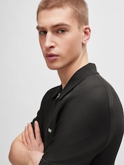 BOSS Black Logo Detail Short-Sleeved Zip-Neck Polo Sweater - Image 7 of 8
