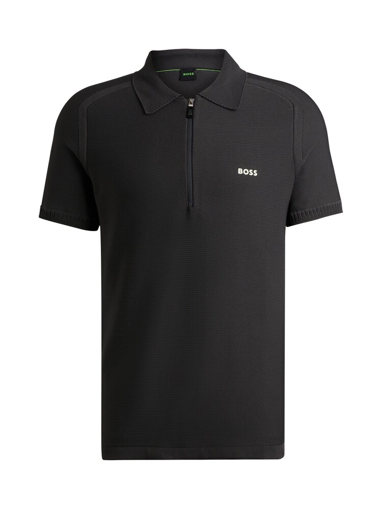 BOSS Black Logo Detail Short-Sleeved Zip-Neck Polo Sweater - Image 8 of 8