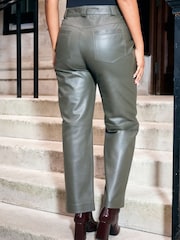 Khaki Green Premium Genuine Leather Trousers - Image 3 of 4
