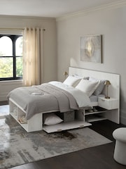 White Oak Effect Bronx Wooden Hotel Bed Frame with Platform Storage and Bedside Tables - Image 3 of 5