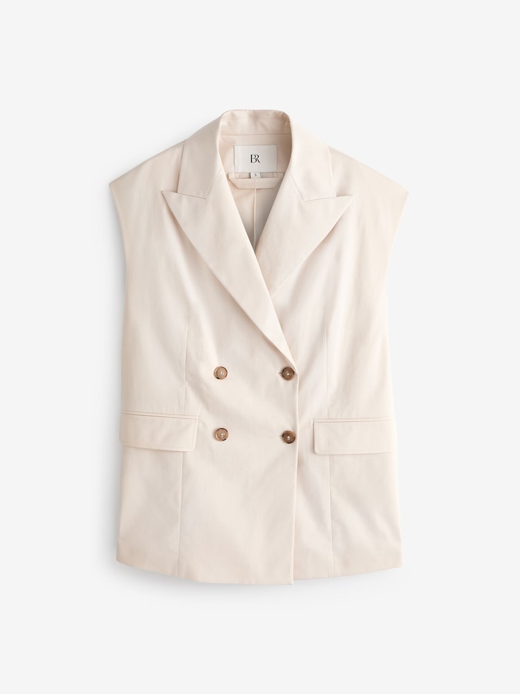 Banana Republic Cream Linen Double-Breasted Waistcoat - Image 1 of 4