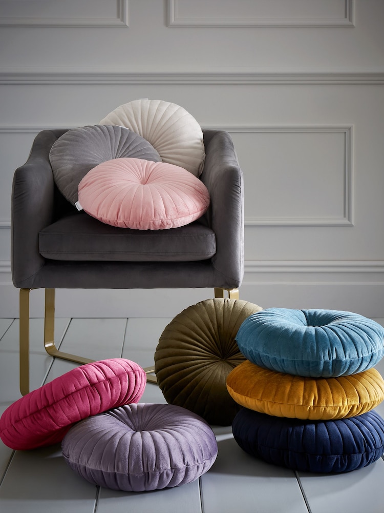 Catherine Lansfield Teal Round Soft Touch Cushion - Image 3 of 4