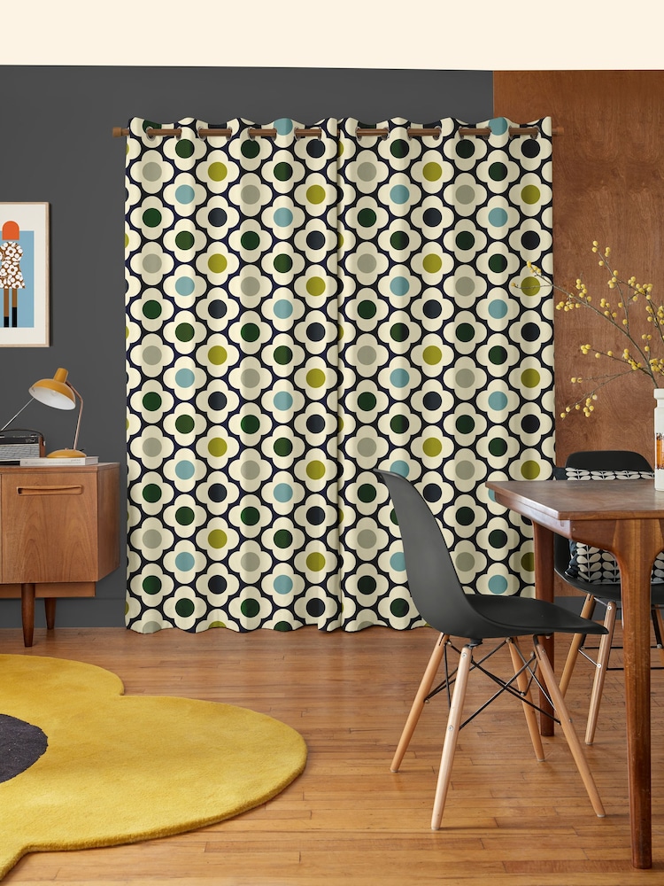 Orla Kiely Blue Multi Spot Flower Made to Measure 100% Cotton Curtains - Image 2 of 5