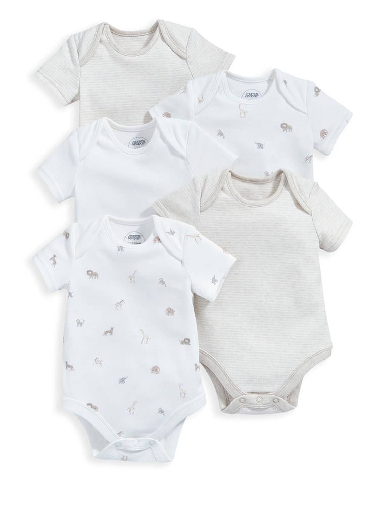 Mamas & Papas Born Wild kratek rokav; s kratkimi rokavi 100% Cotton Brown bodi 5 Pakiranje - Slika 1 iz 1