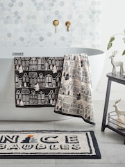 Set of 2 Black/White Mono Christmas Village 100% Cotton Towel Bale - Image 1 of 3
