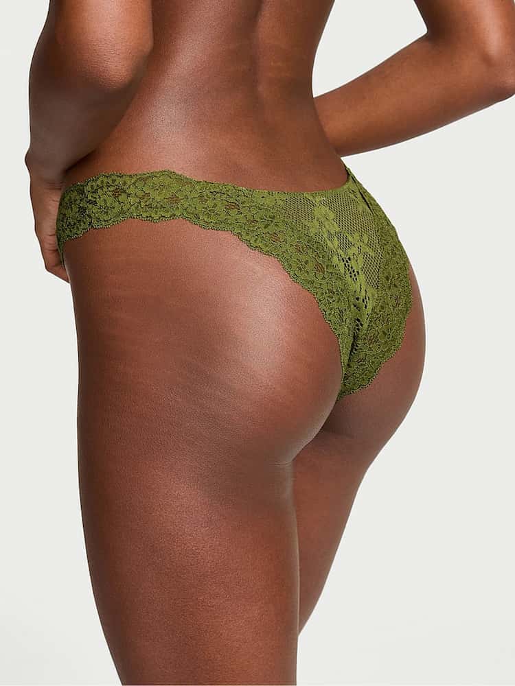 Victoria's Secret Woodland Green Lace Brazilian Knickers - Image 2 of 3
