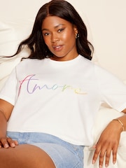 Curves Like These White Rainbow Short Sleeve Graphic T-Shirt - Image 1 of 4