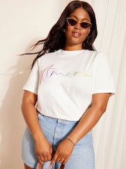 Curves Like These White Rainbow Short Sleeve Graphic T-Shirt - Image 2 of 4
